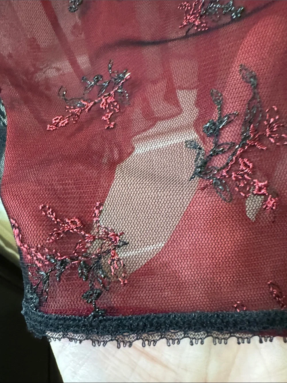 Victoria’s Secret Sheer Embroidered Red and Black Chemise Size XS